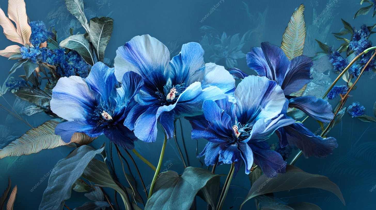 梦幻蓝调花卉特写