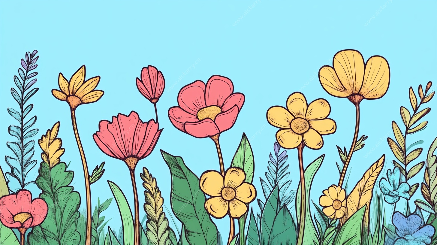 春日烂漫花卉插画