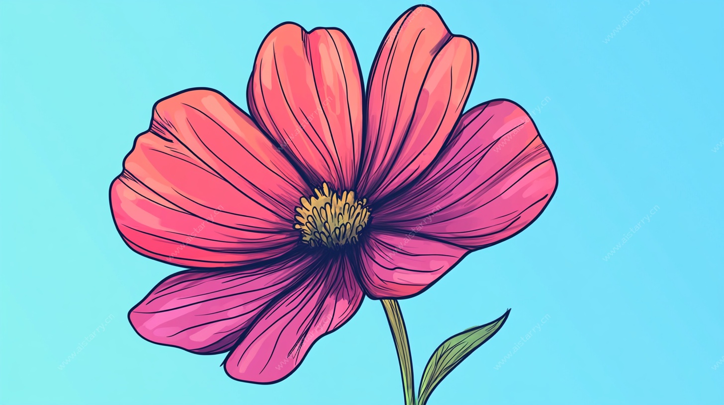 手绘粉色花朵插画