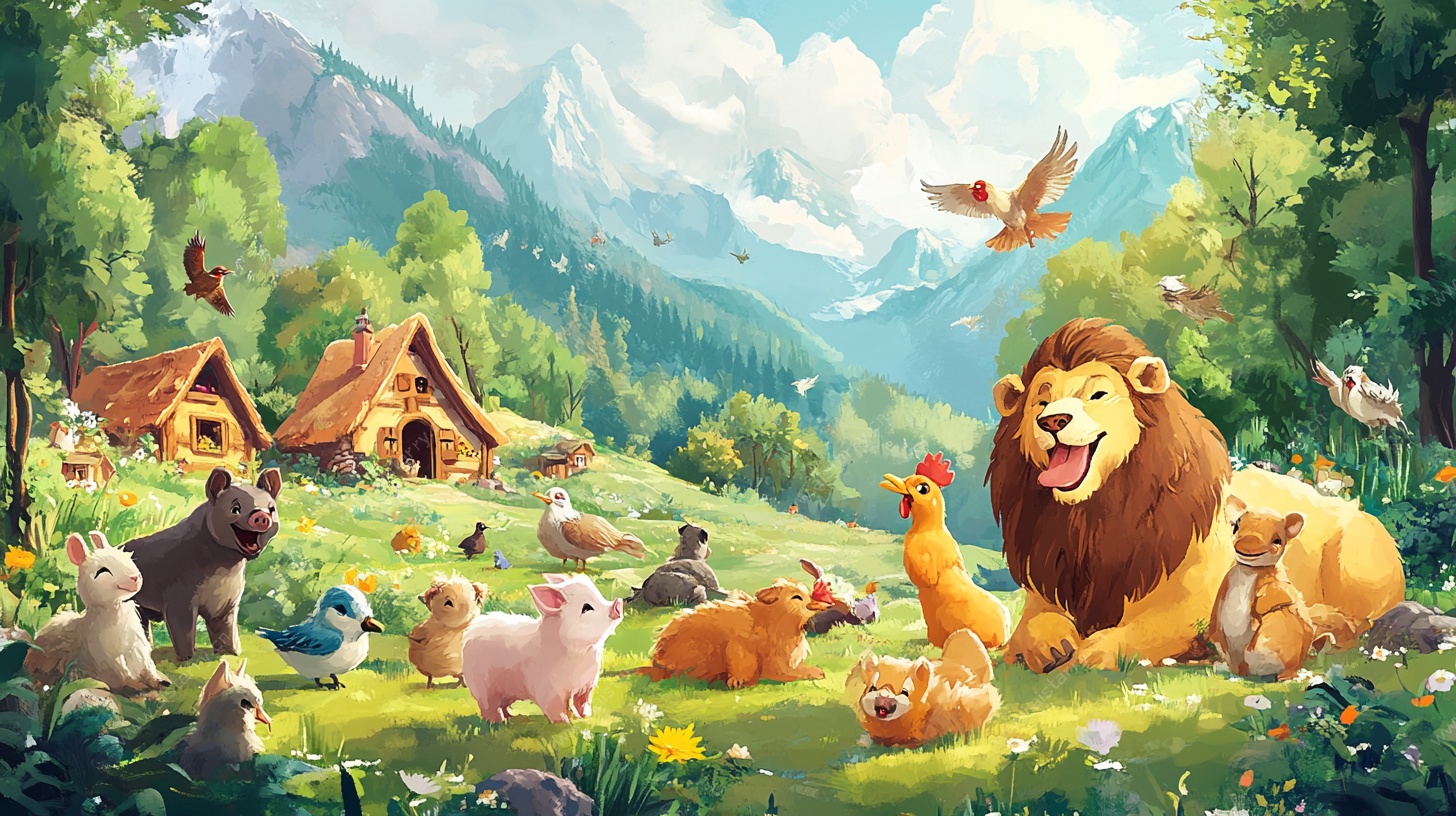 森林中的动物欢乐聚会