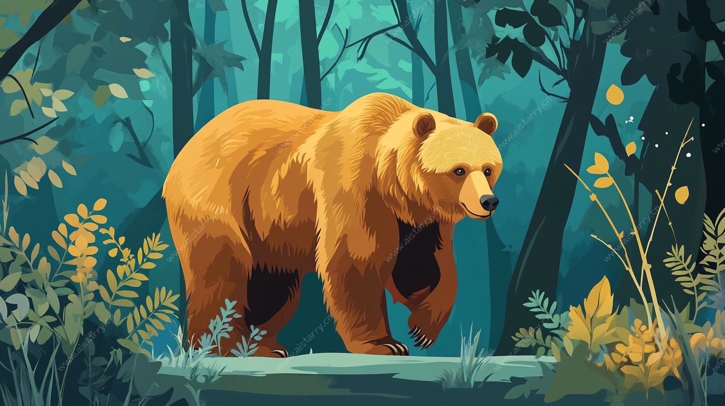 森林中的棕熊漫步