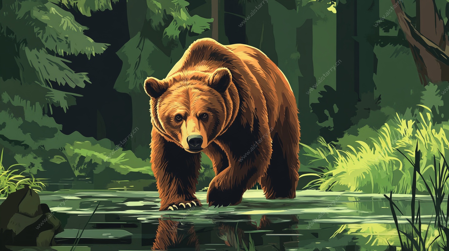 森林中漫步的棕熊