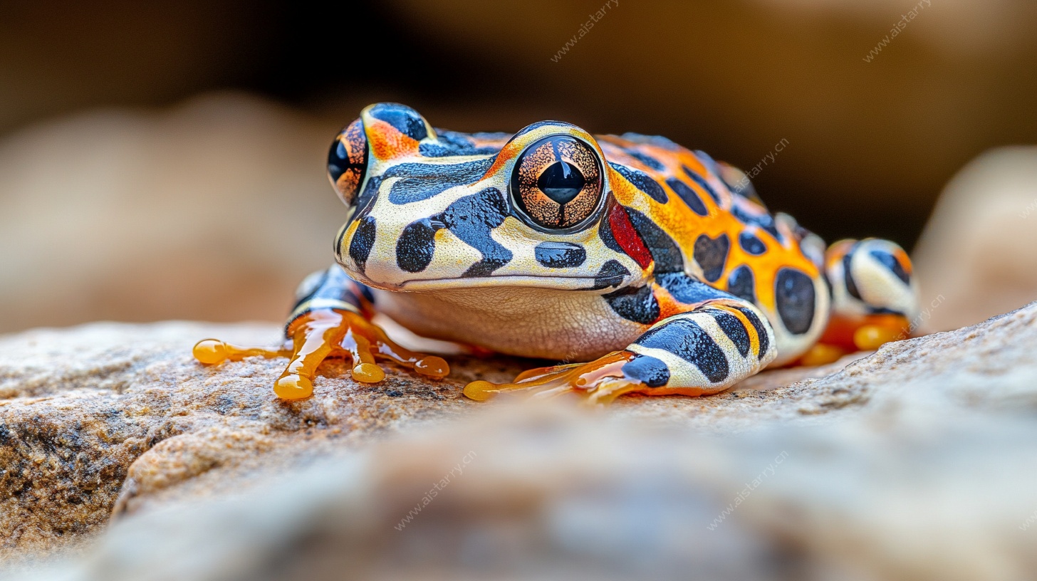 彩色斑纹青蛙特写