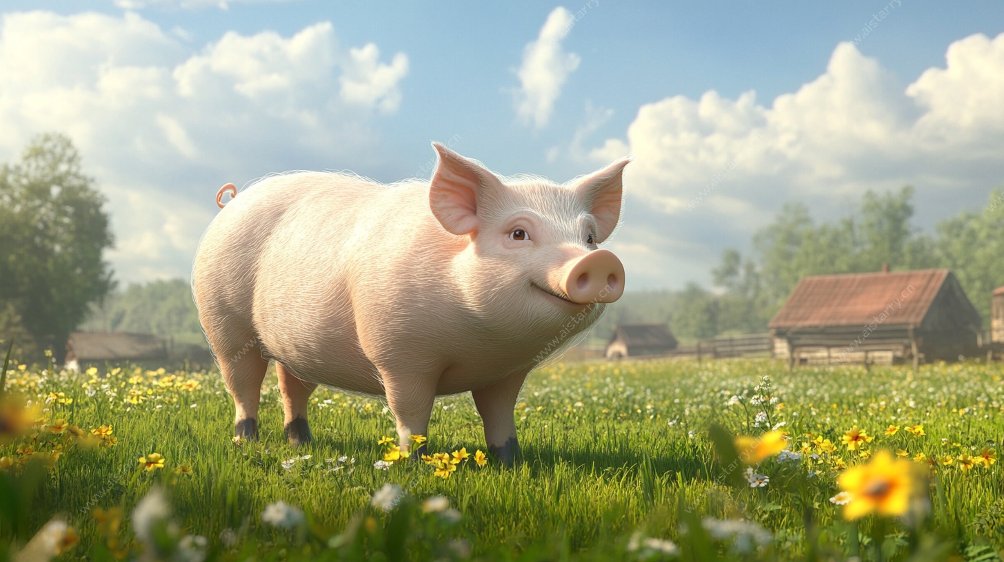 田园中的快乐小猪