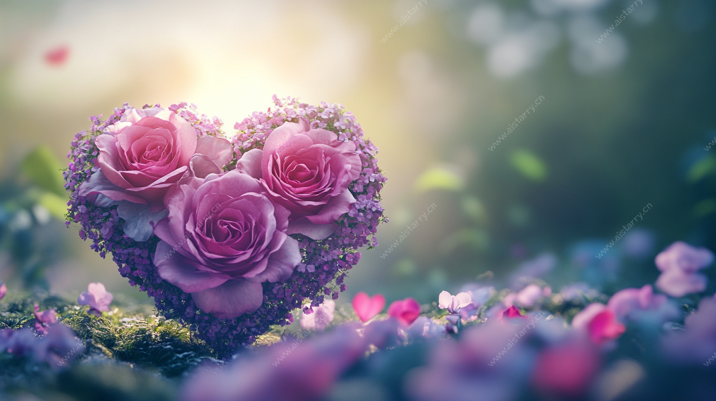 心形玫瑰花卉浪漫景观