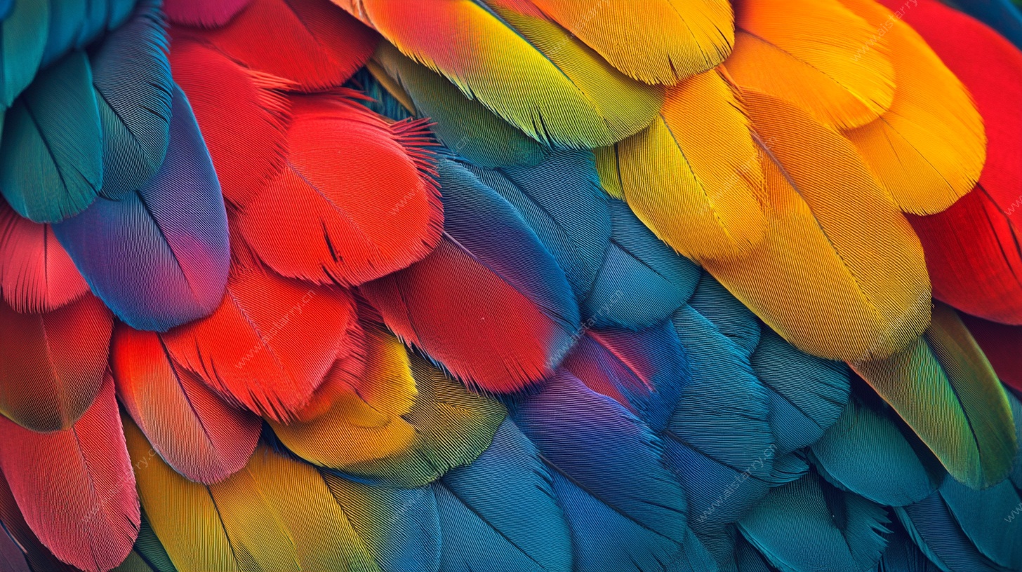 多彩绚丽的鹦鹉羽毛纹理
