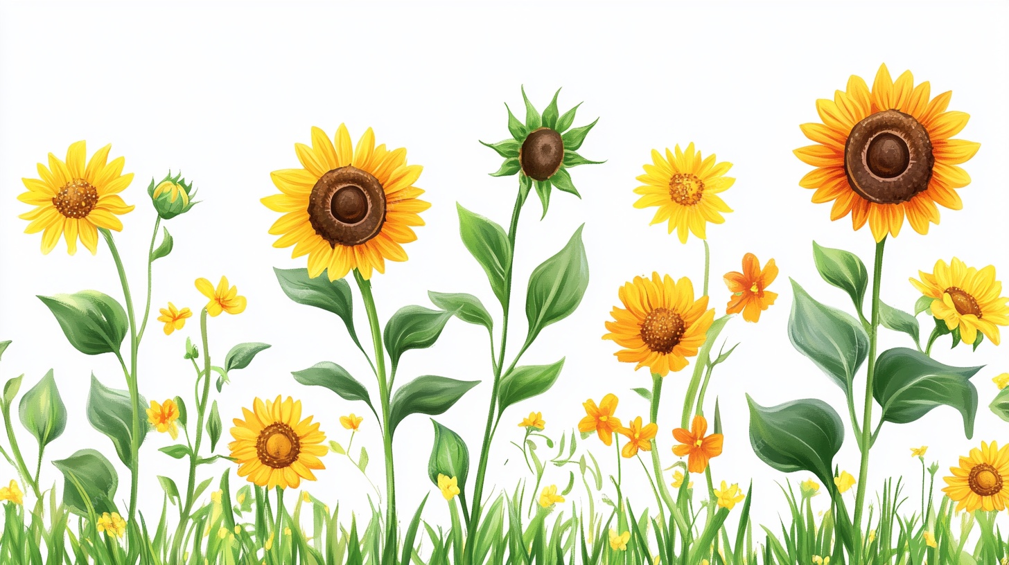 向日葵花草清新插画
