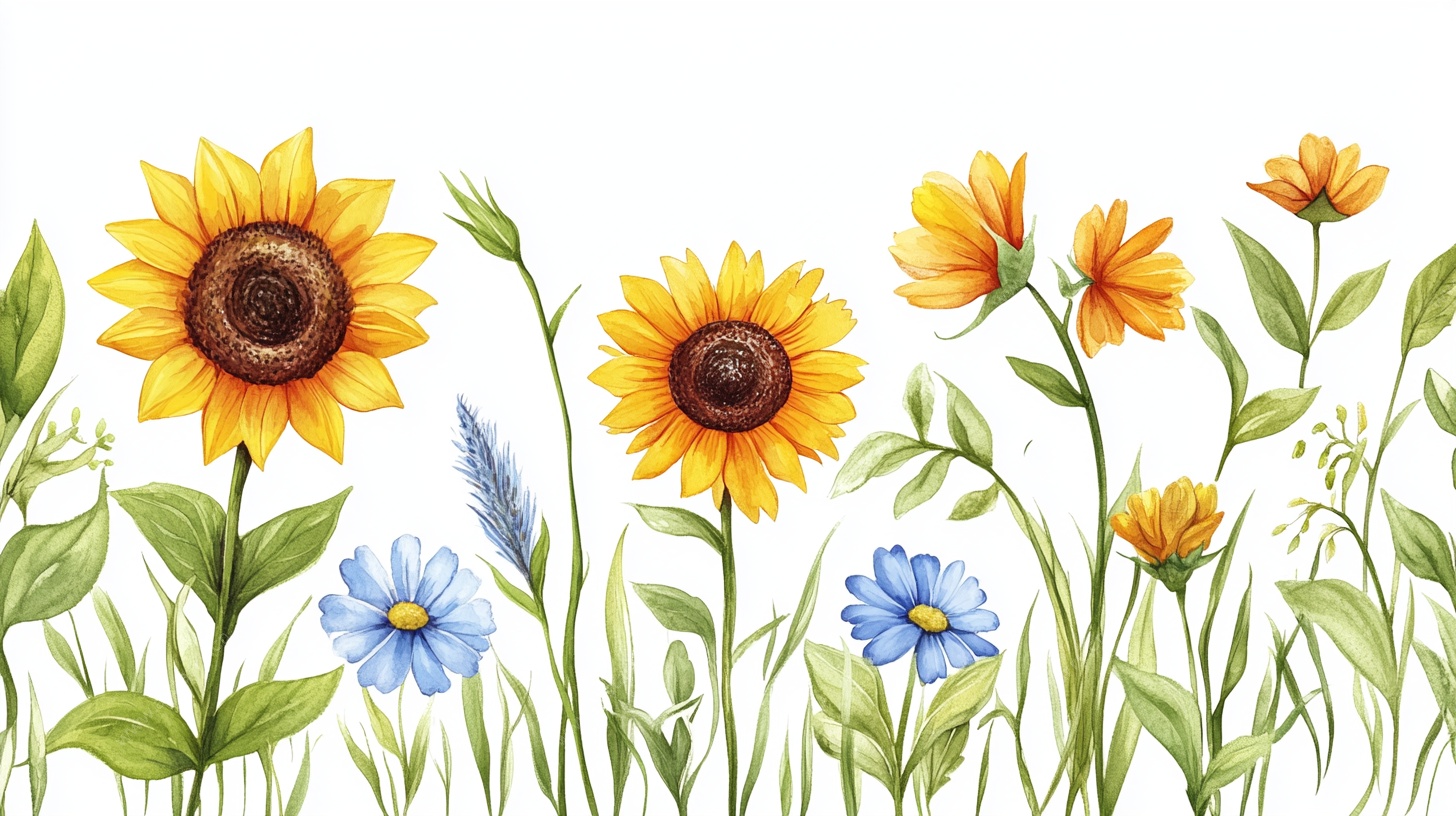 手绘向日葵花卉插画