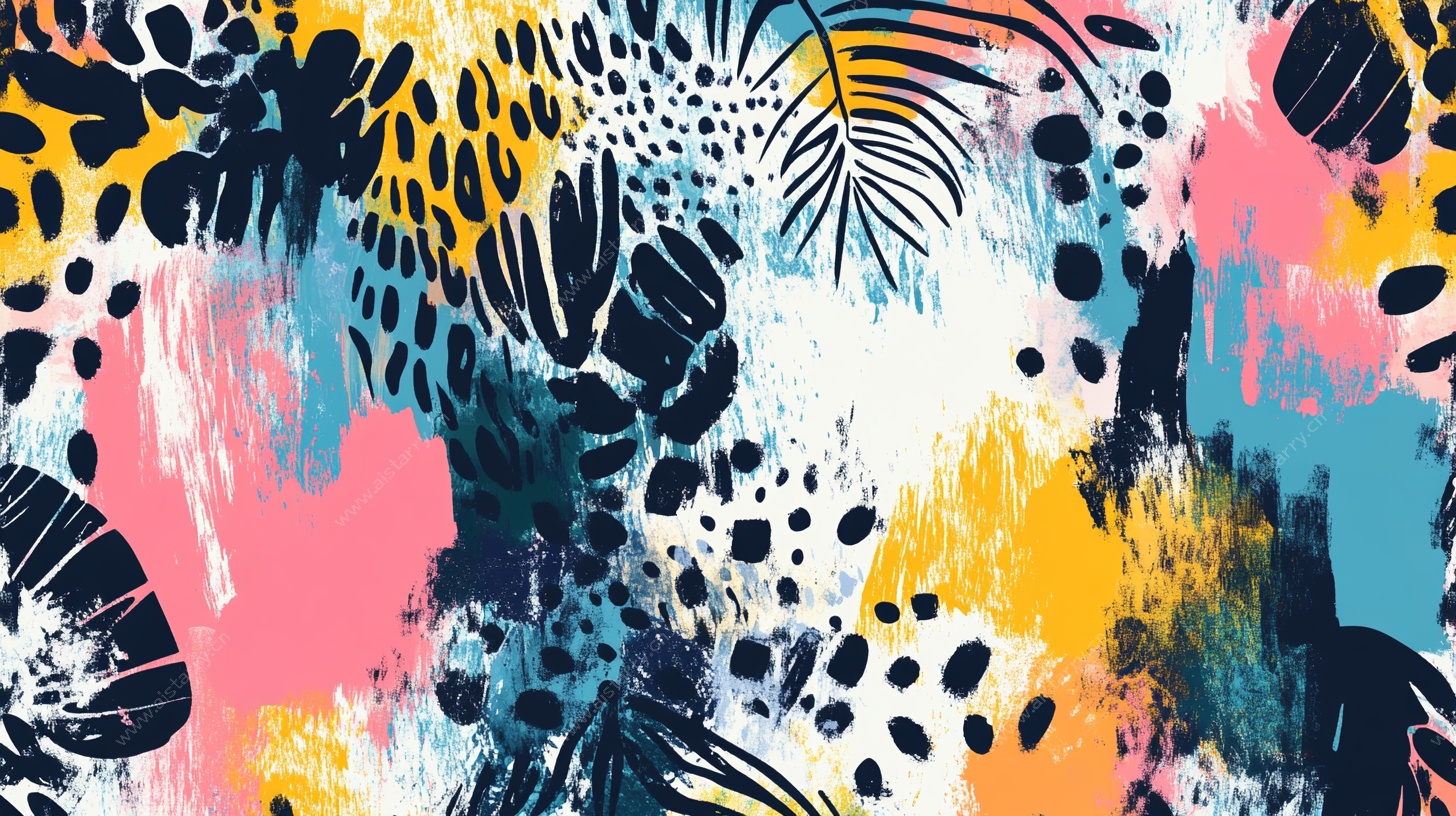 抽象多彩豹纹植物图案