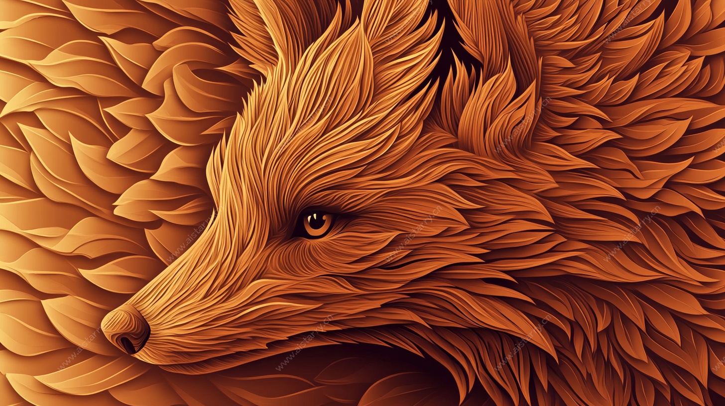 立体风格狐狸头部特写