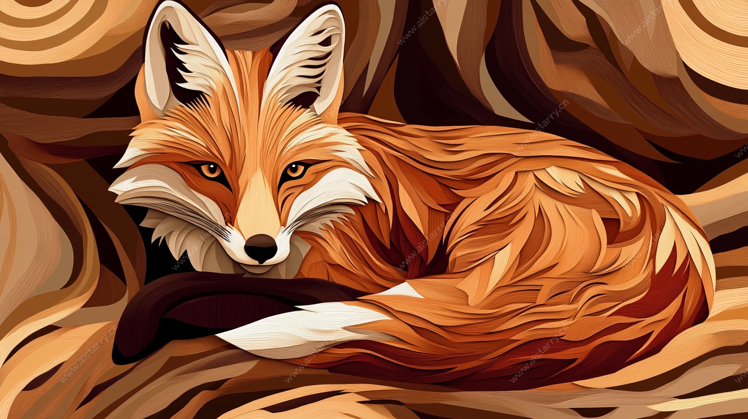 卧躺的狐狸插画
