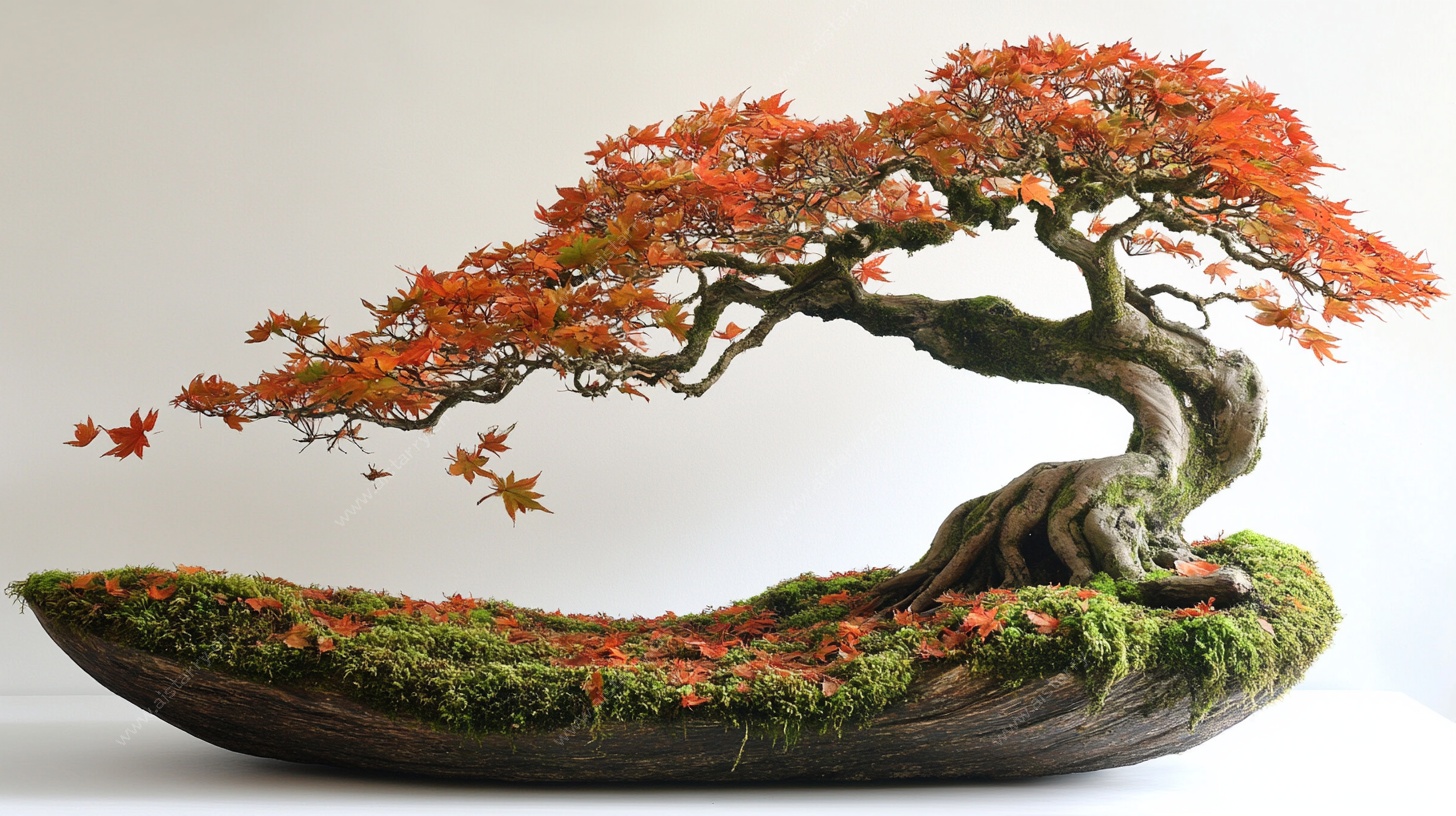 飘逸红枫盆景艺术之作