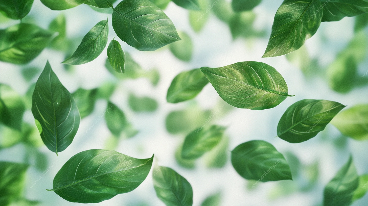 飘落的翠绿叶片