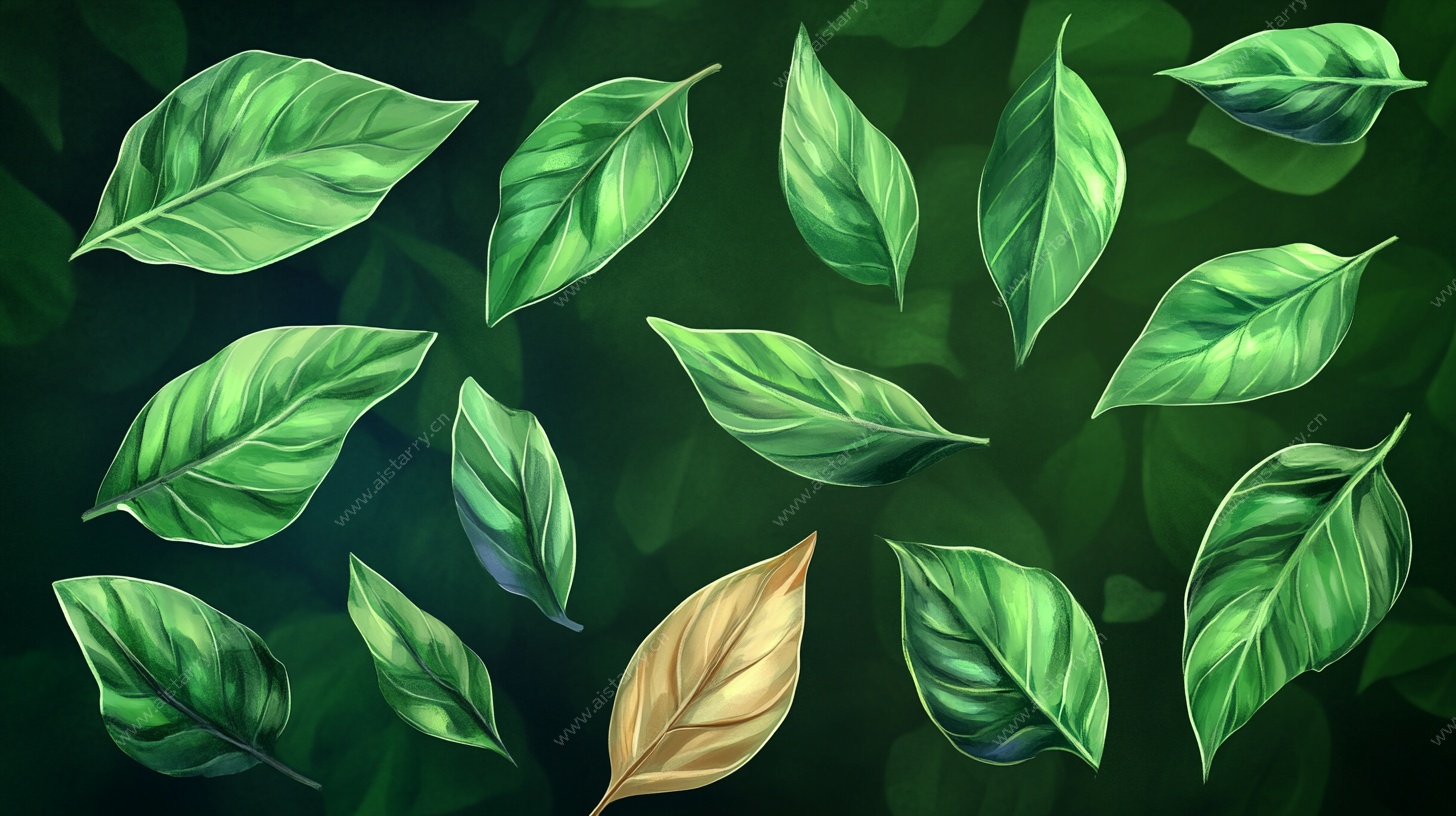 绿叶丛中的独特色彩叶片