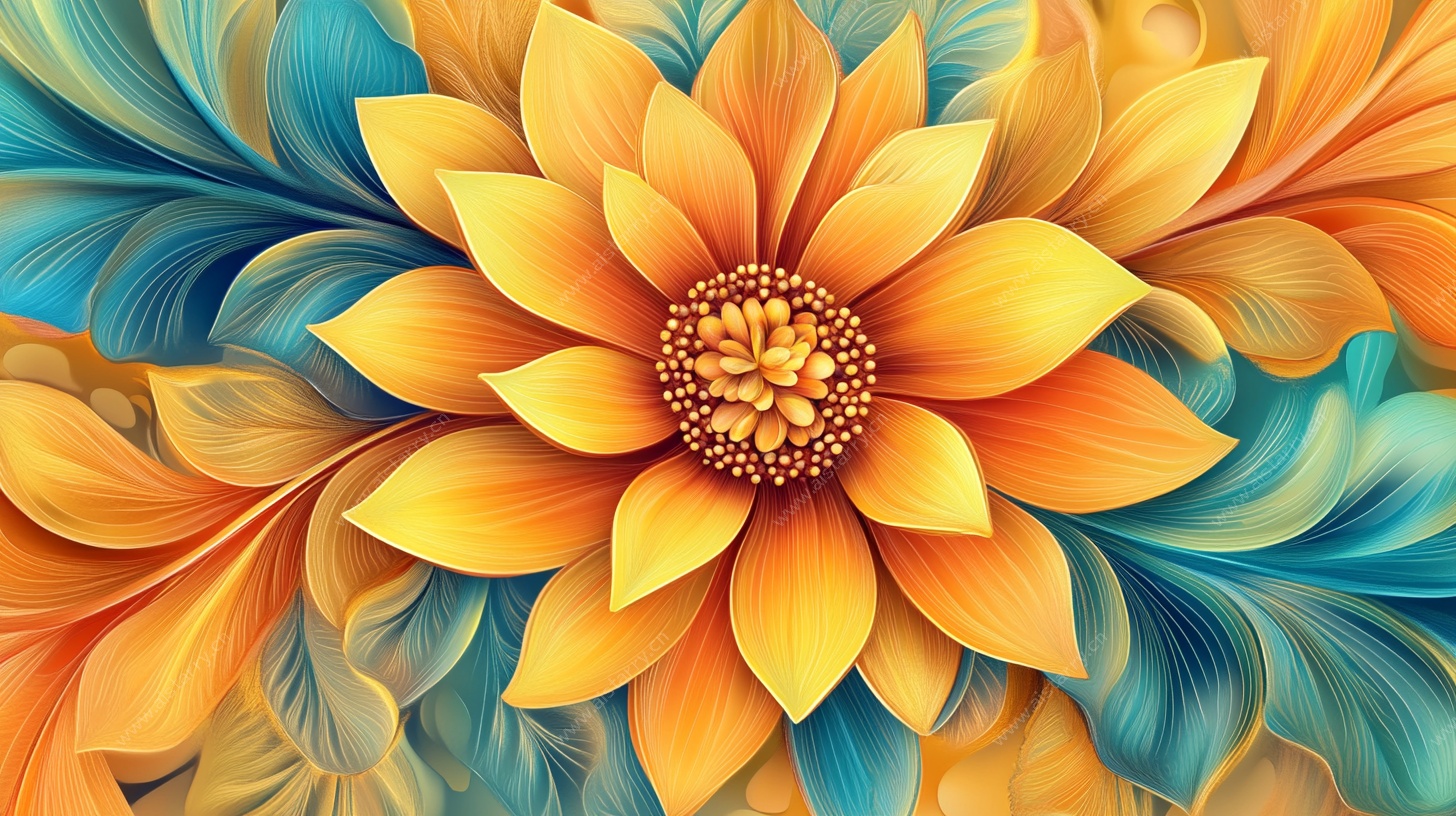 绚丽绽放花卉艺术插画