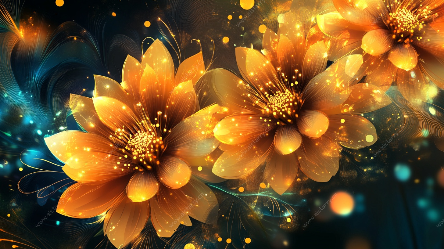 梦幻金色花卉背景图