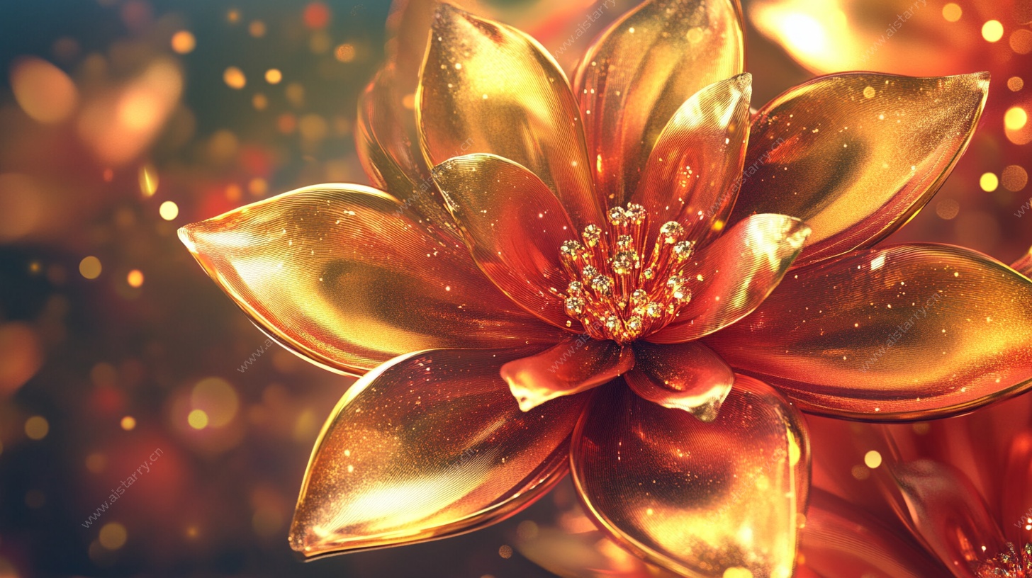 金色璀璨花朵特写