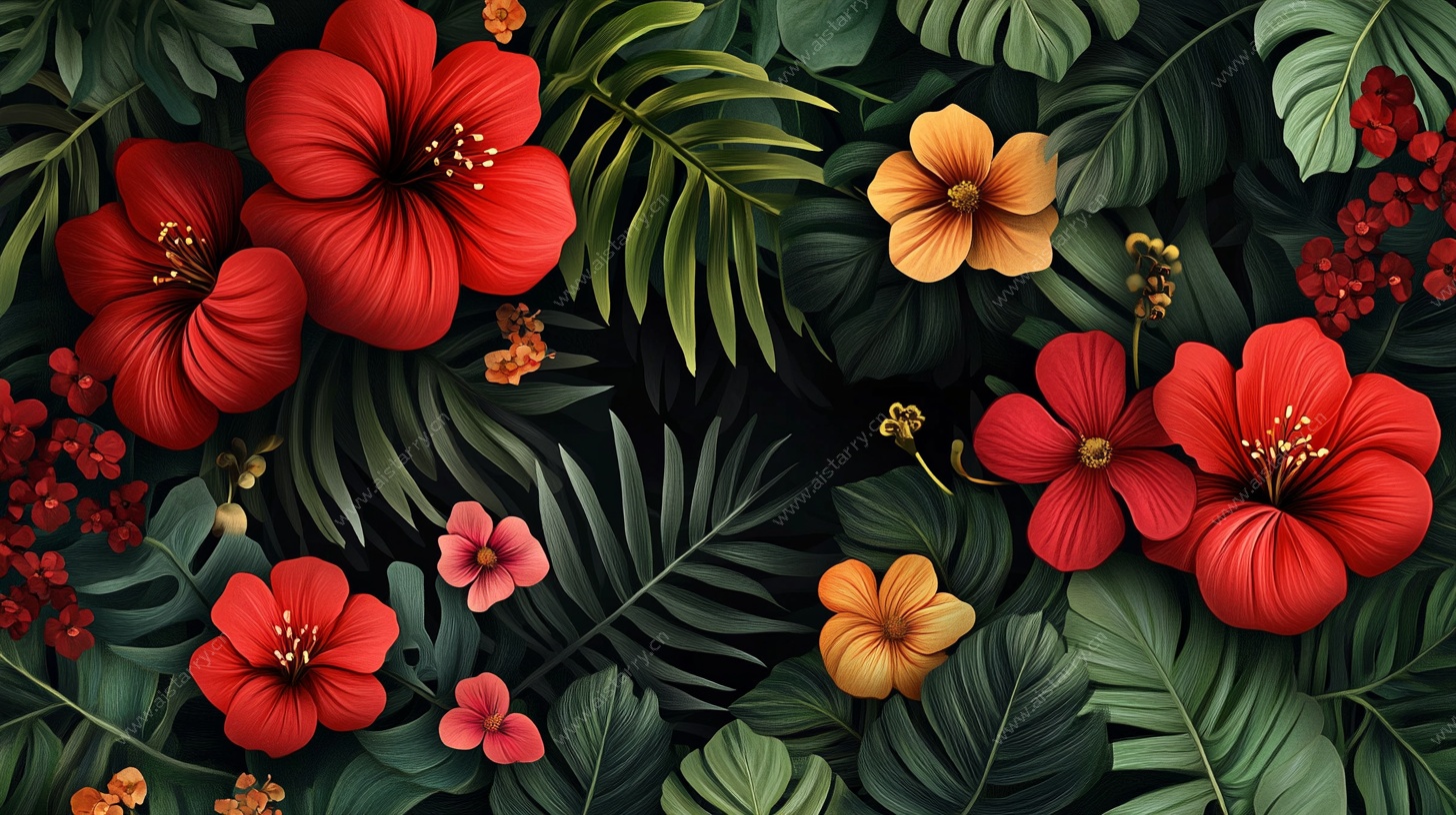 热带花卉繁茂景象