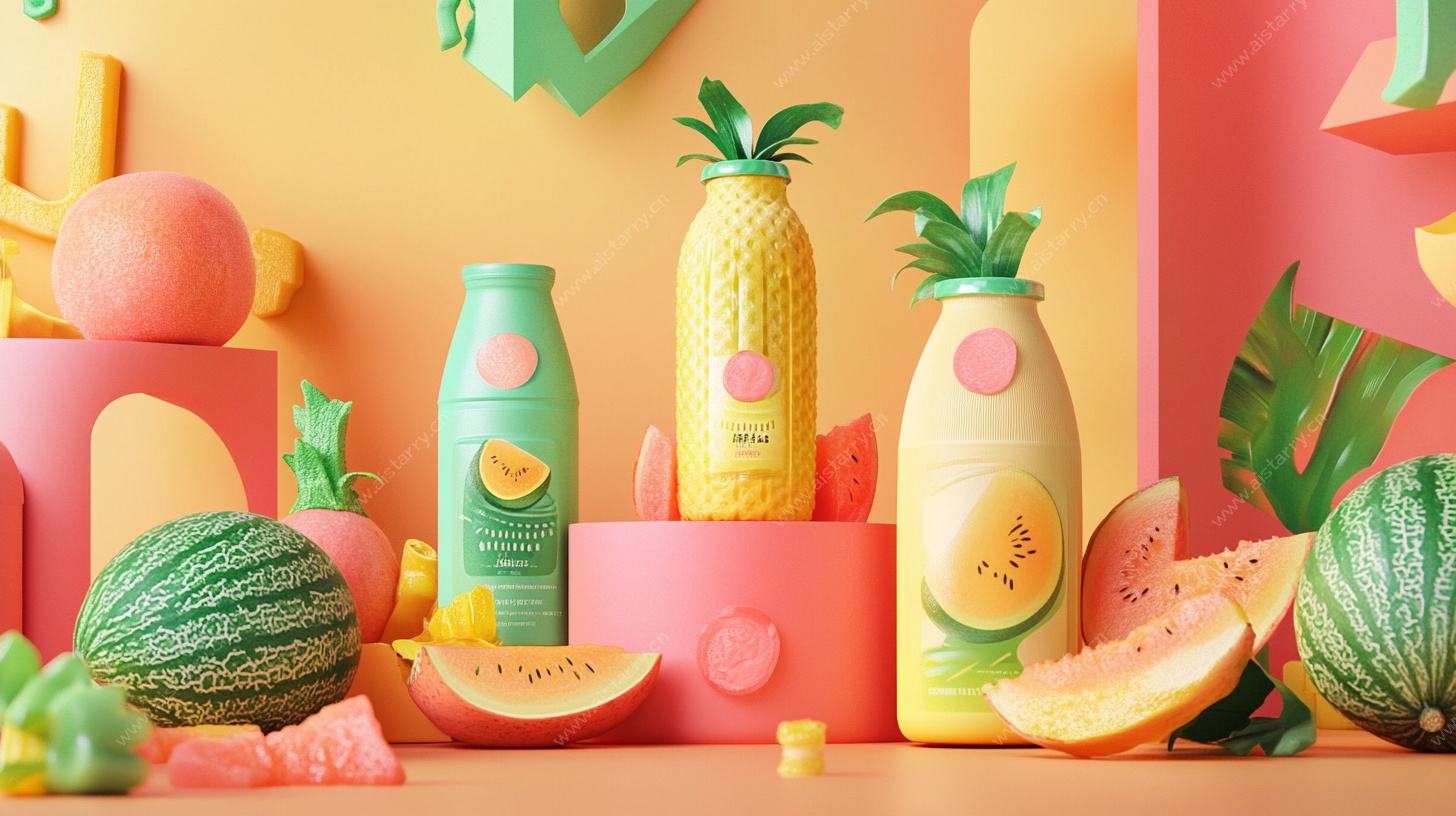 缤纷水果饮料创意摆拍