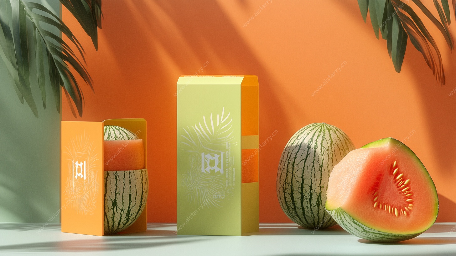 瓜类水果与包装盒展示图