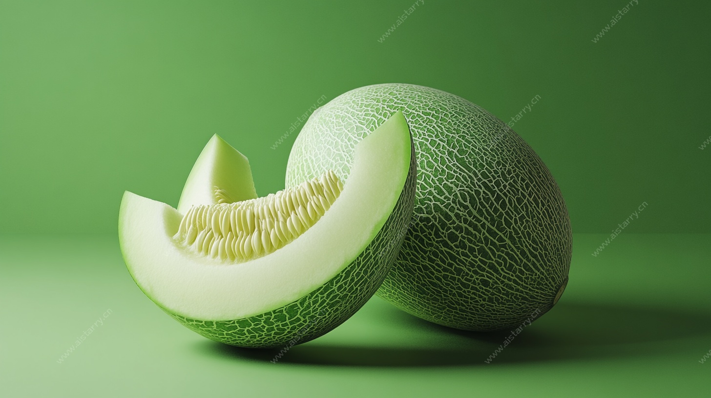 绿底蜜瓜 清新水果静物照