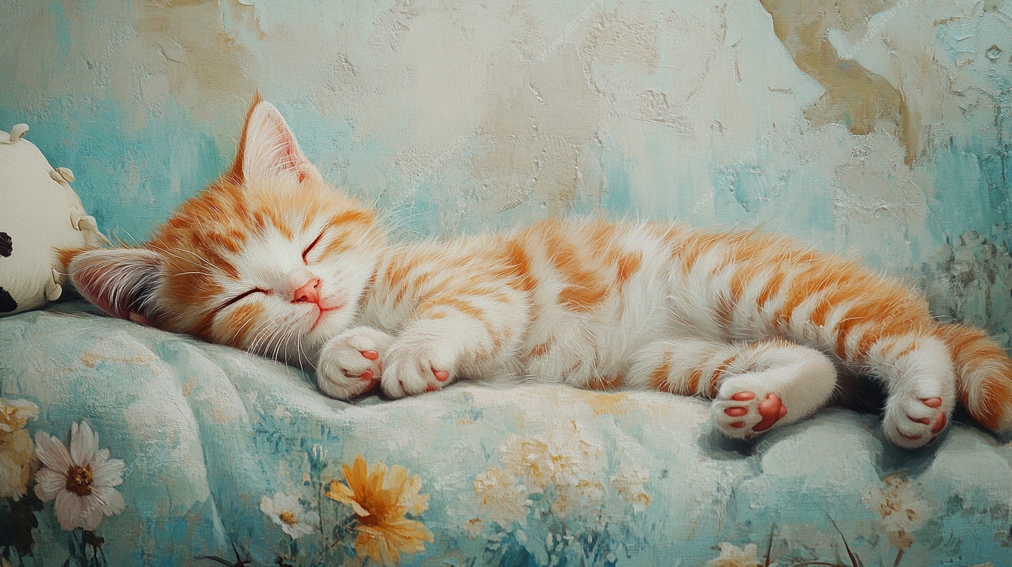 酣睡的橘白小猫