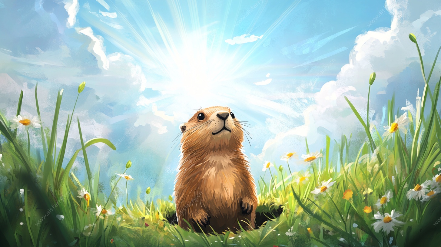 阳光下的萌土拨鼠