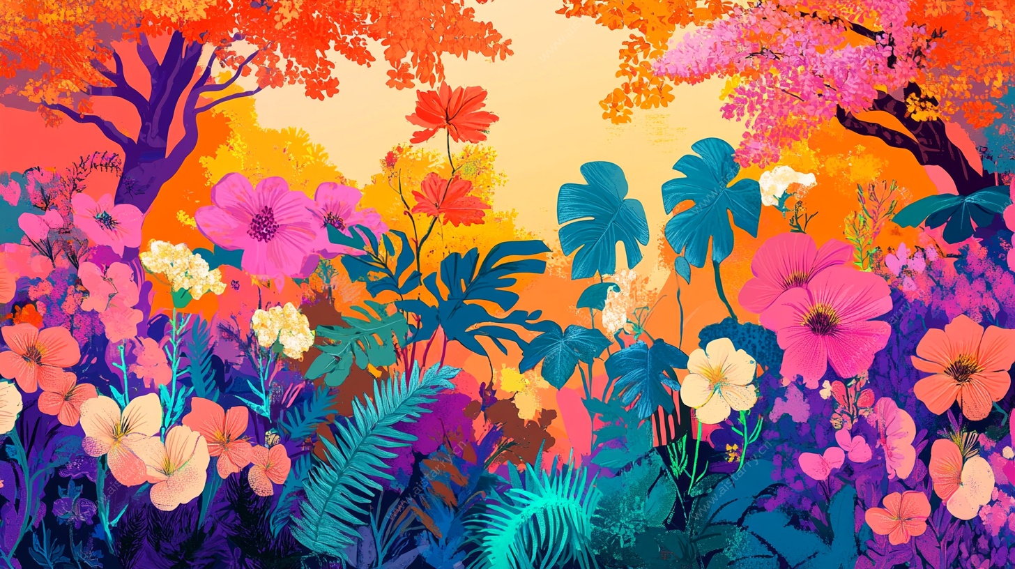 梦幻多彩丛林花卉景观