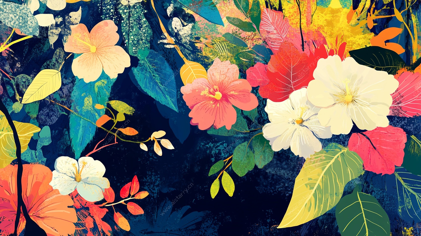 绚丽多彩花卉插画