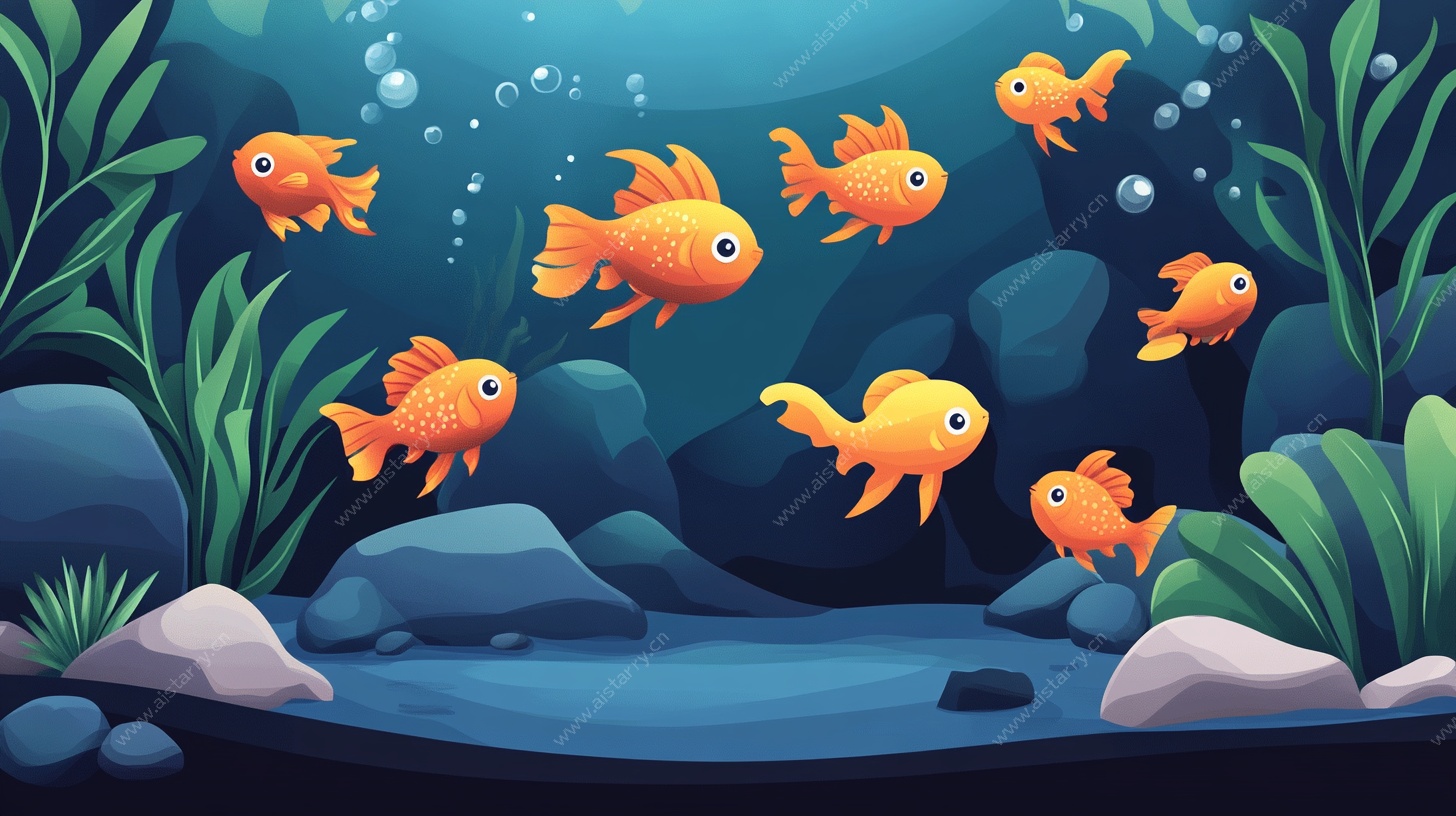 欢快金鱼畅游海底世界