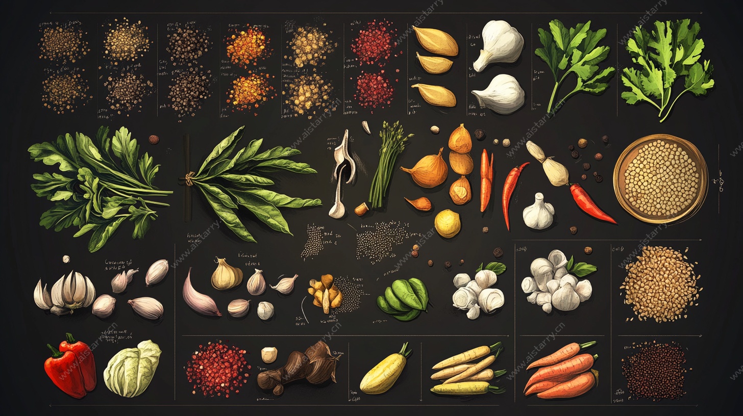 多彩蔬菜香料展示图