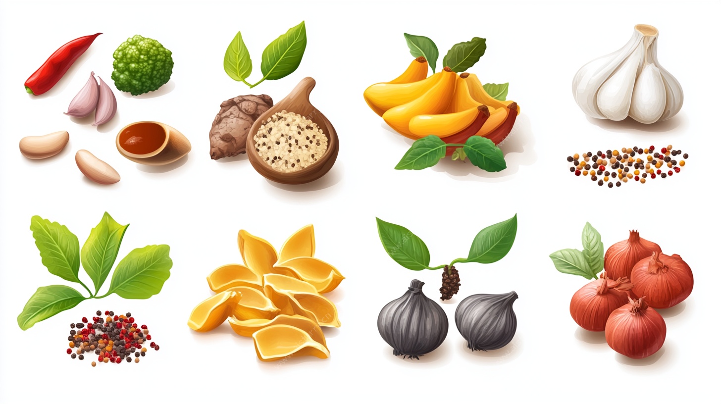 多彩多样的新鲜香料与果实
