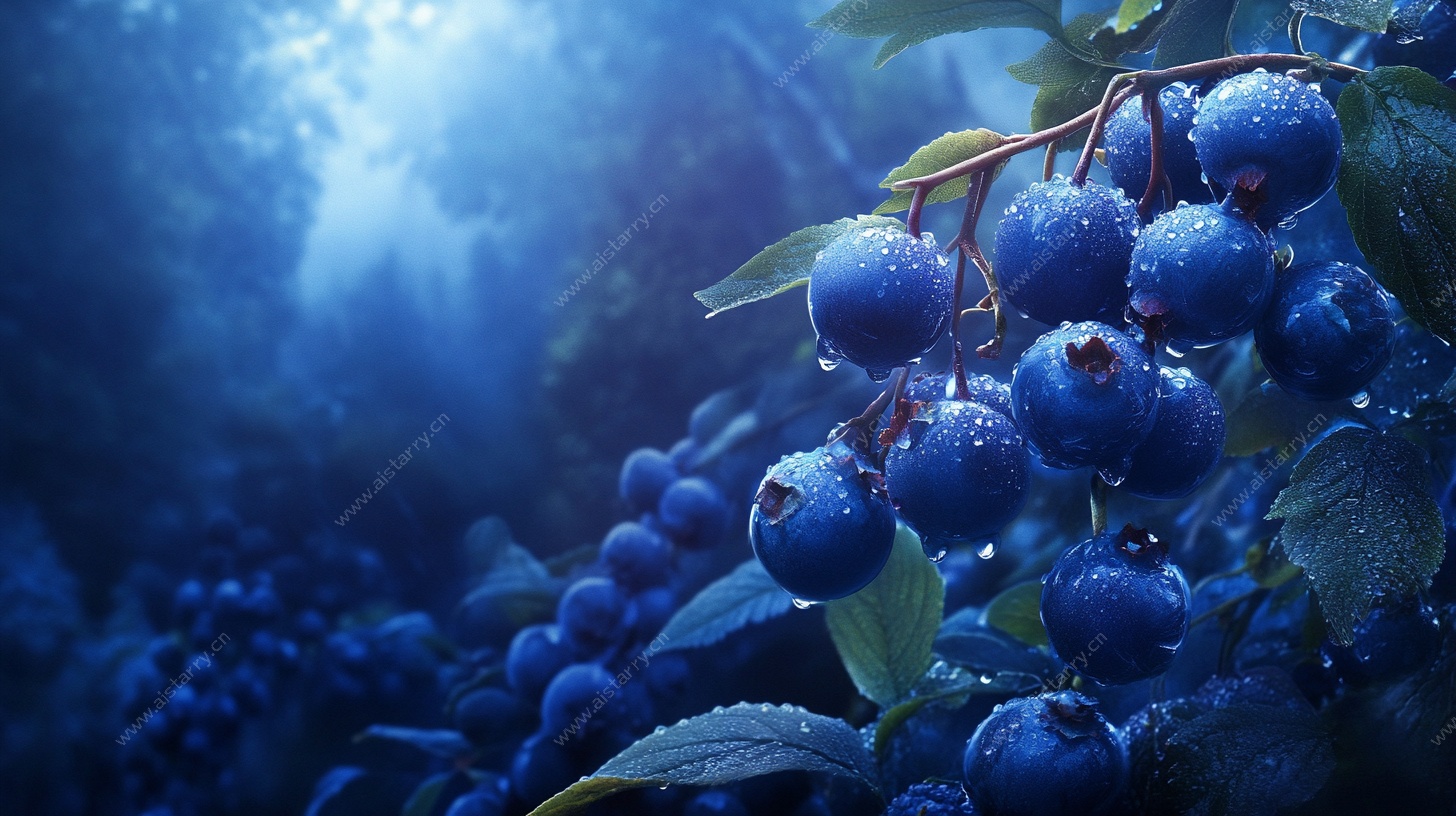 蓝紫色浆果的梦幻自然图景