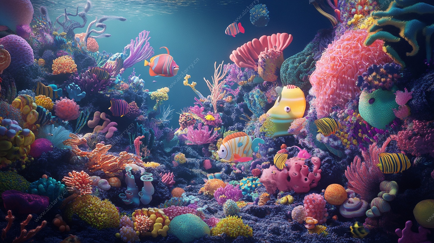 梦幻海底世界珊瑚与鱼群