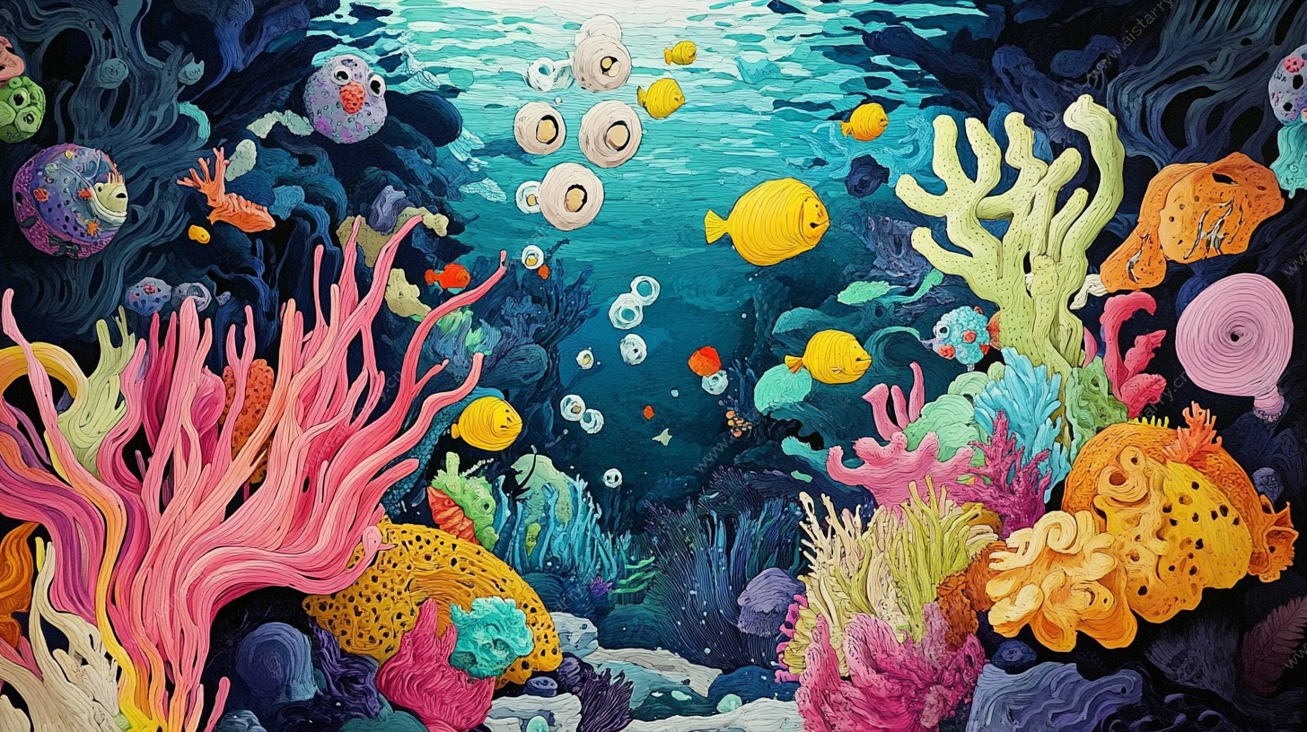 梦幻海底世界珊瑚与鱼群