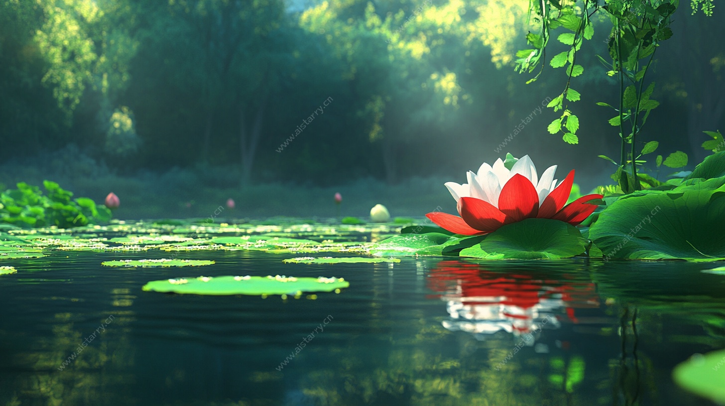 梦幻荷塘中的静谧莲花