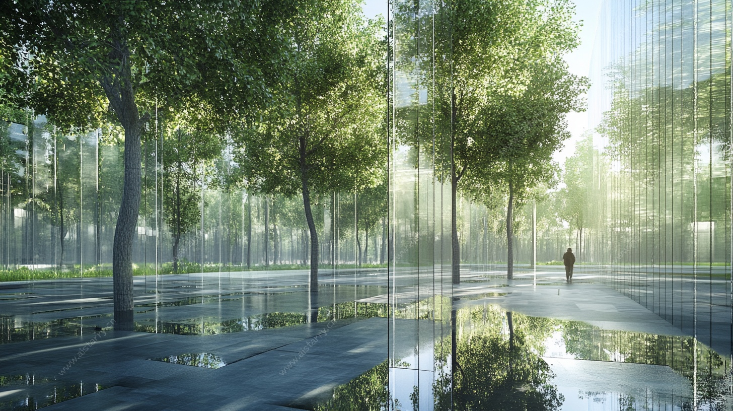 城市林荫道的静谧景致