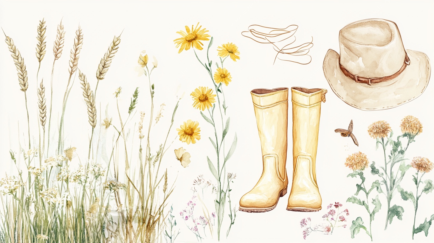 田园风穿搭插画