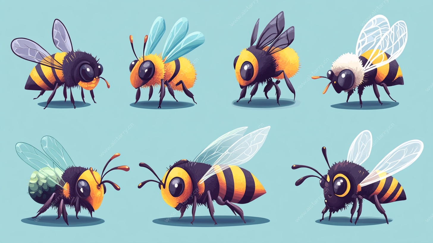 可爱卡通蜜蜂形象集合