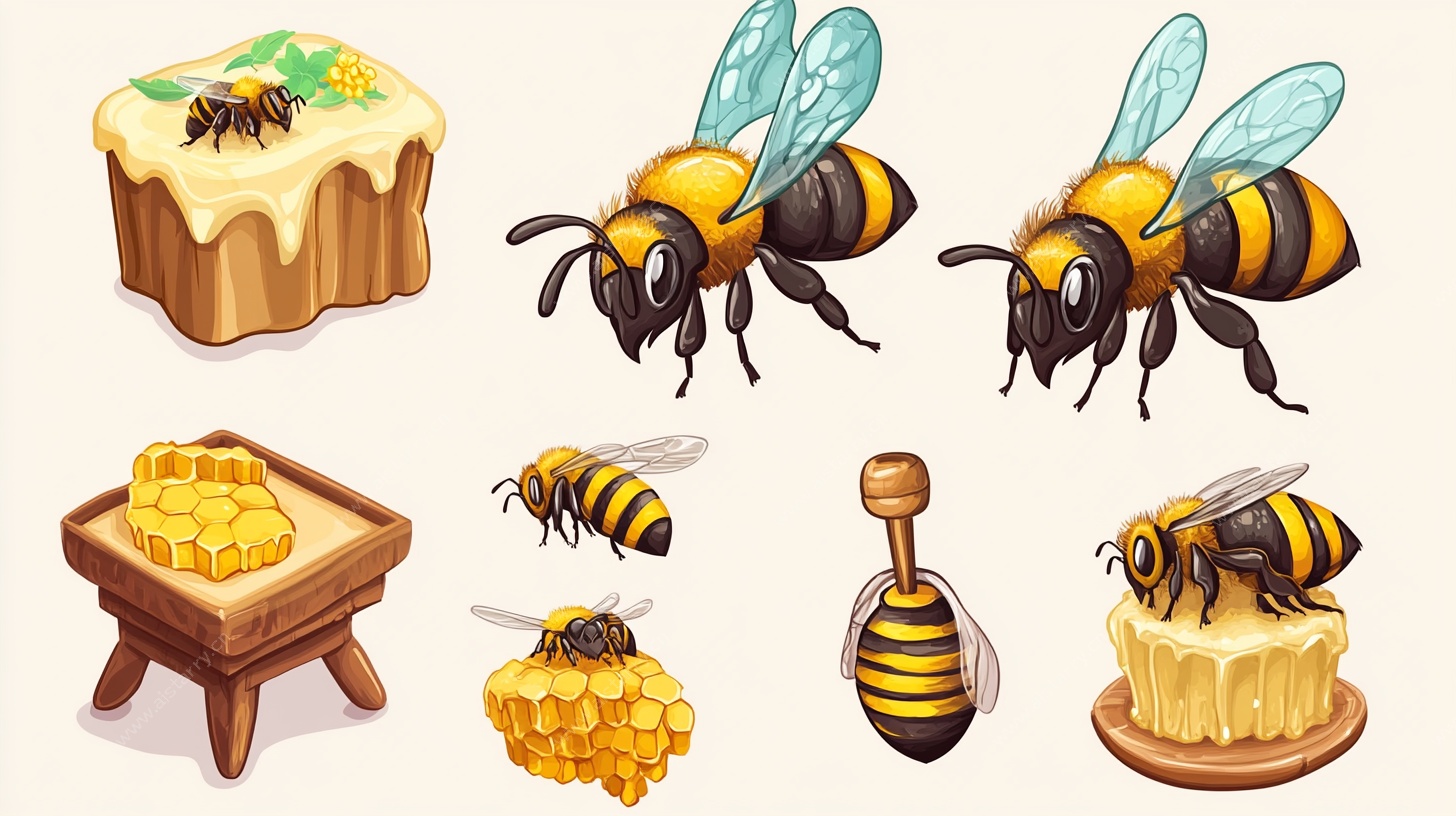 蜜蜂与蜂蜜插画集合