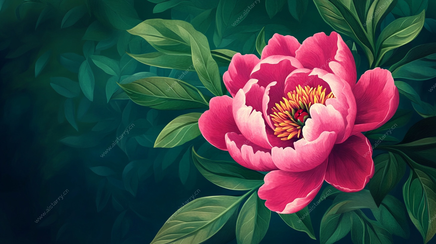 娇艳盛开的粉色牡丹花