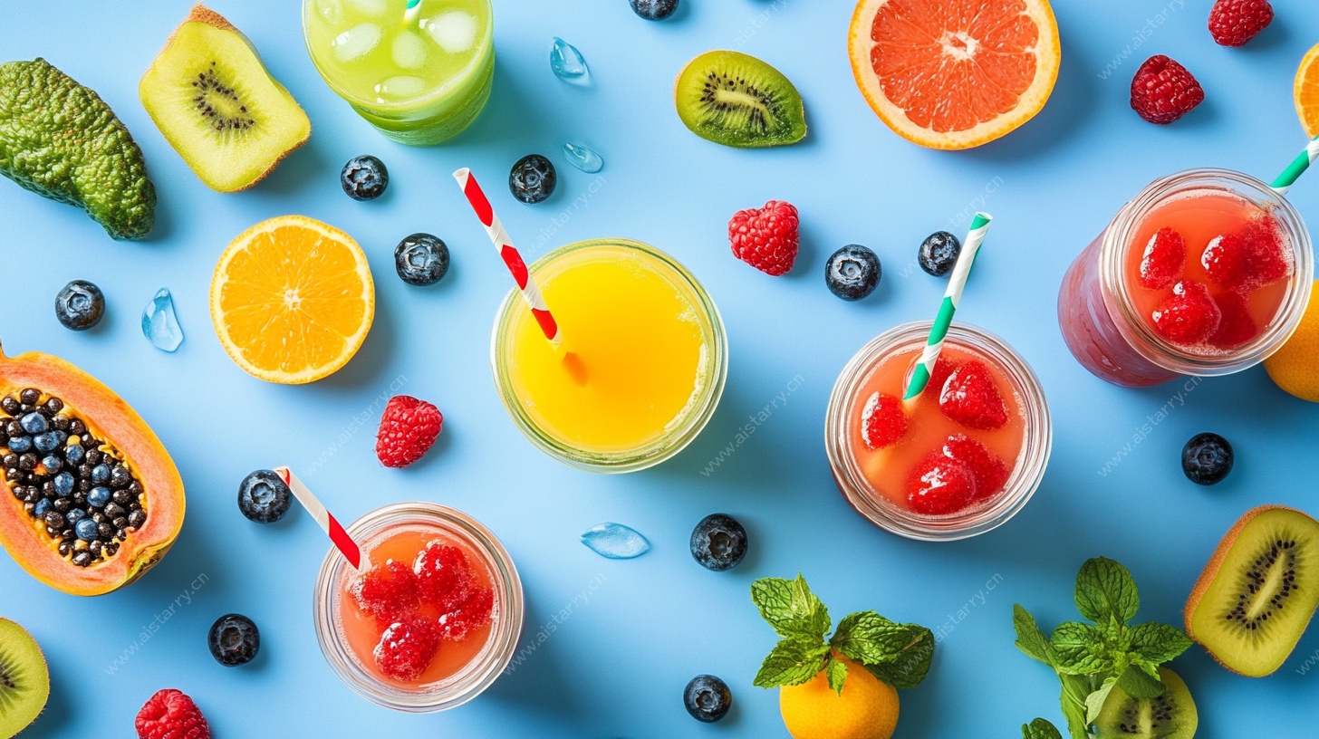 缤纷鲜果饮品图