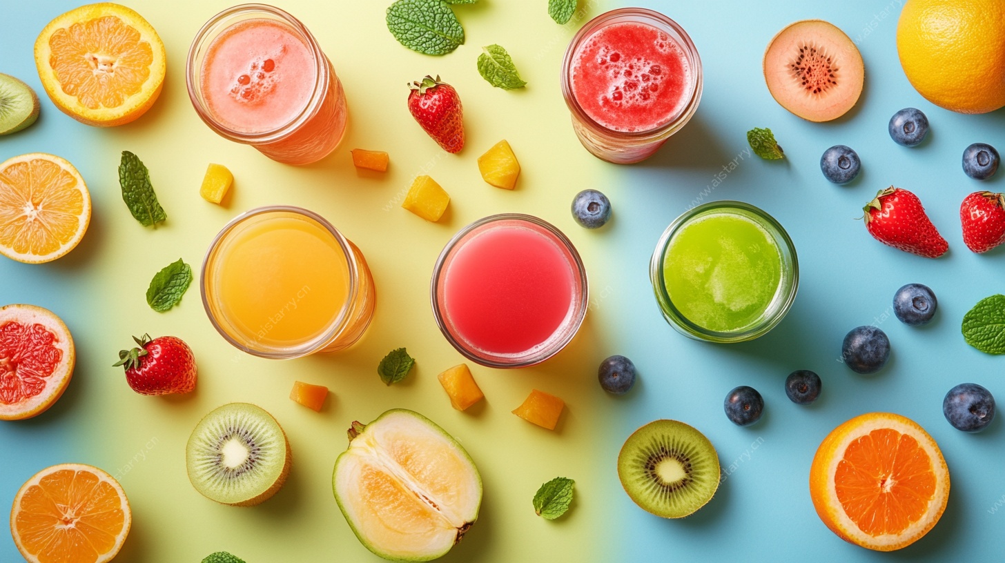 多彩鲜果果汁拼盘展示