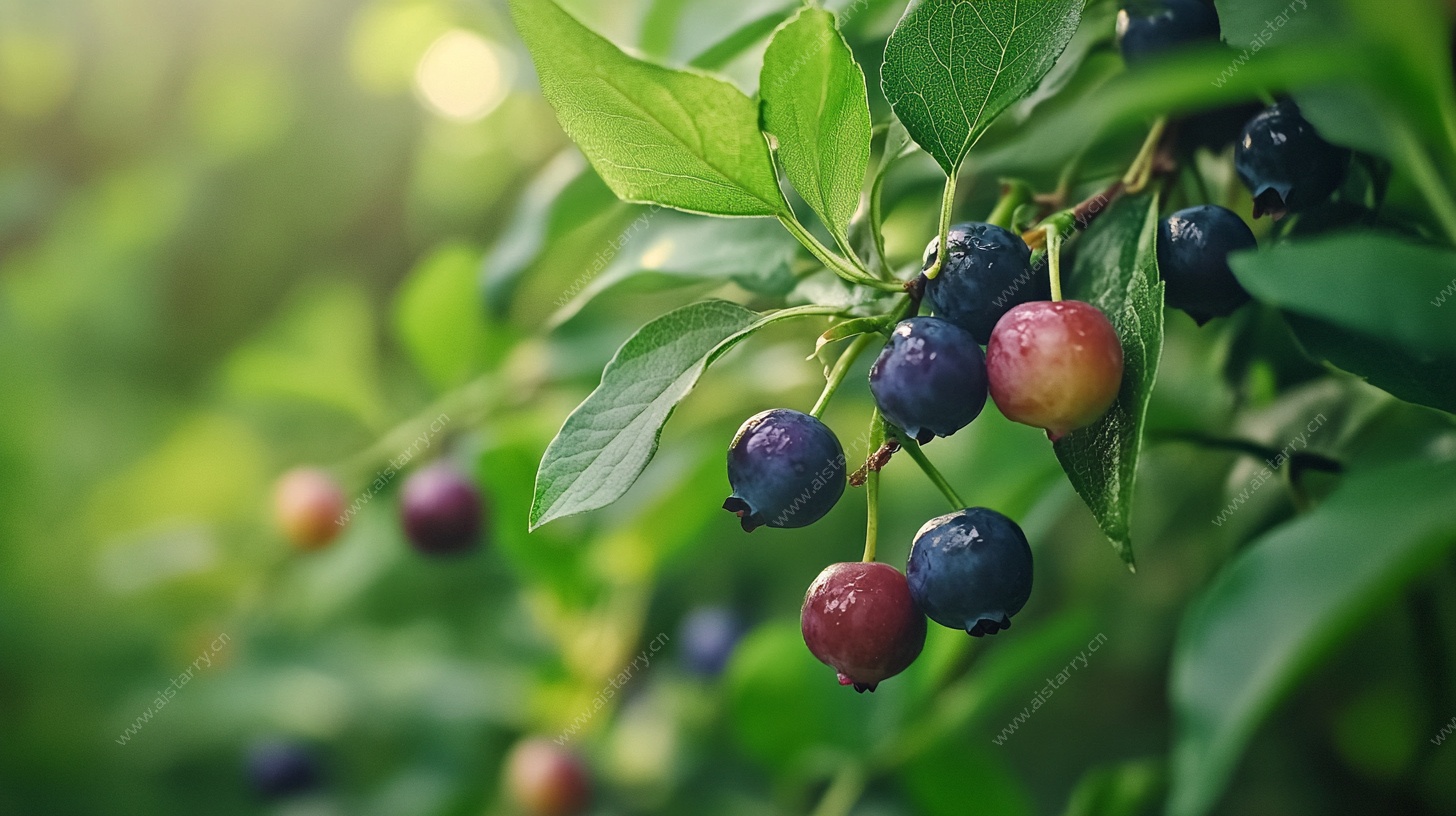 枝头蓝莓 自然清新之美