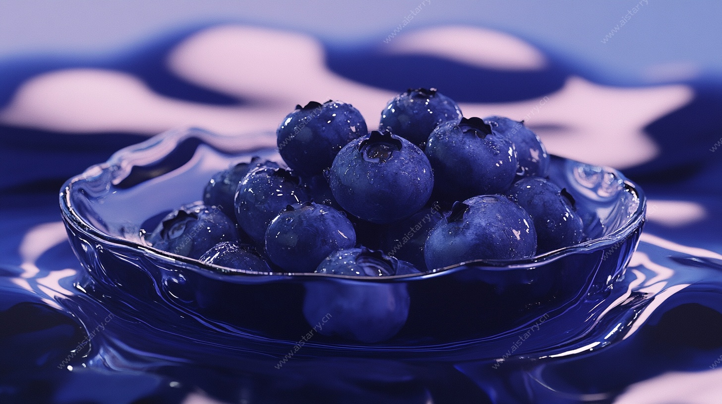 玻璃碗中的新鲜蓝莓
