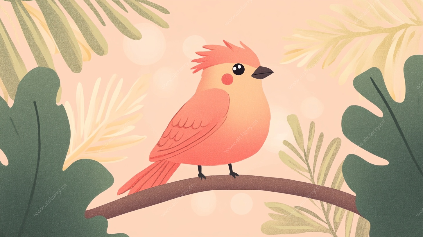 枝头的粉色小鸟