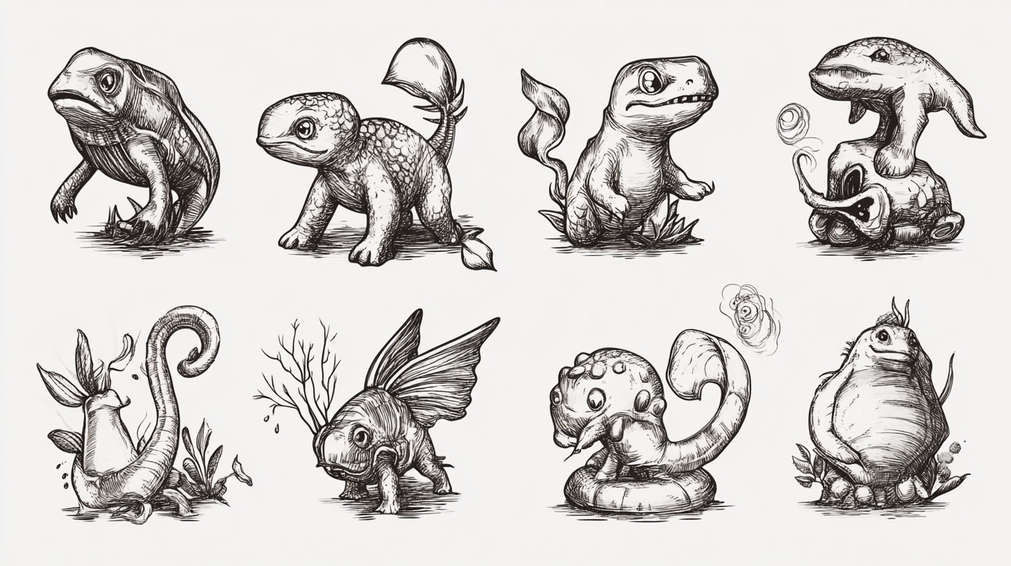 手绘奇幻小怪兽插画集合