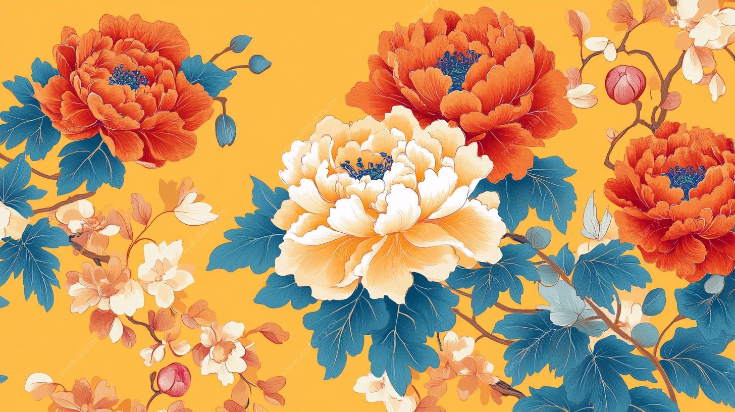 富贵牡丹花卉图案