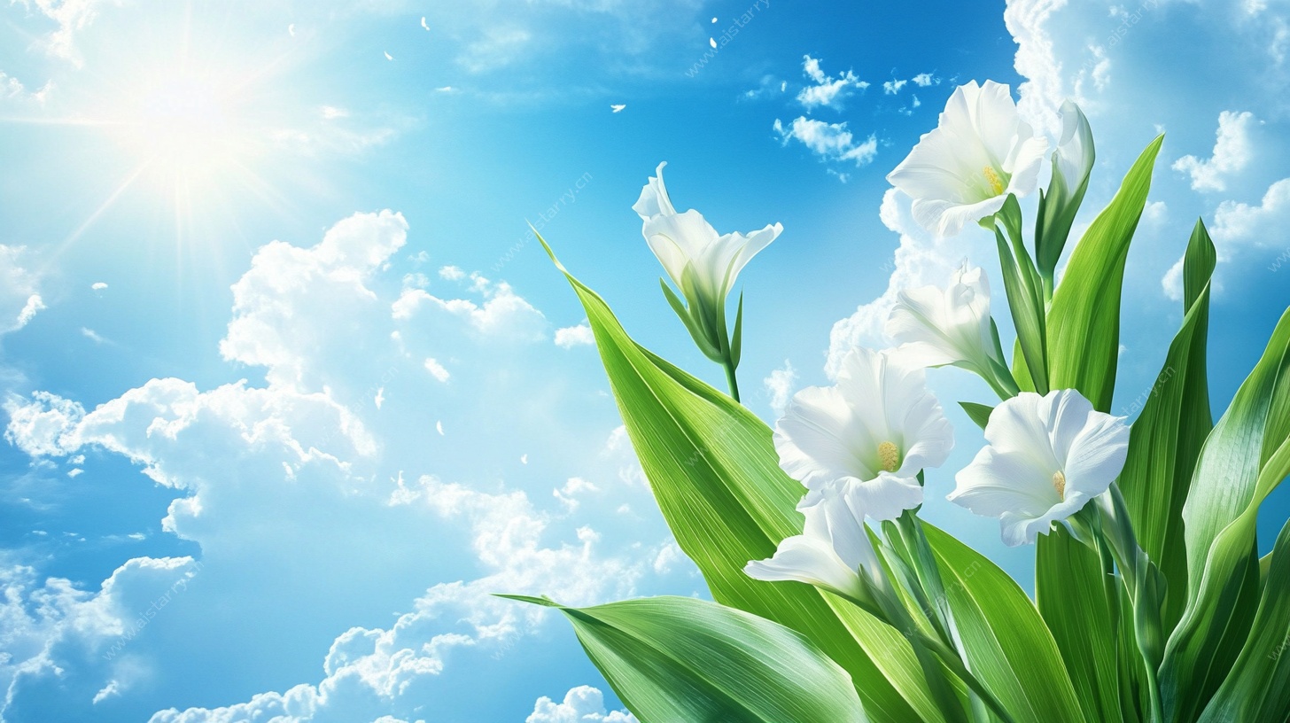 蓝天白花 清新自然之景