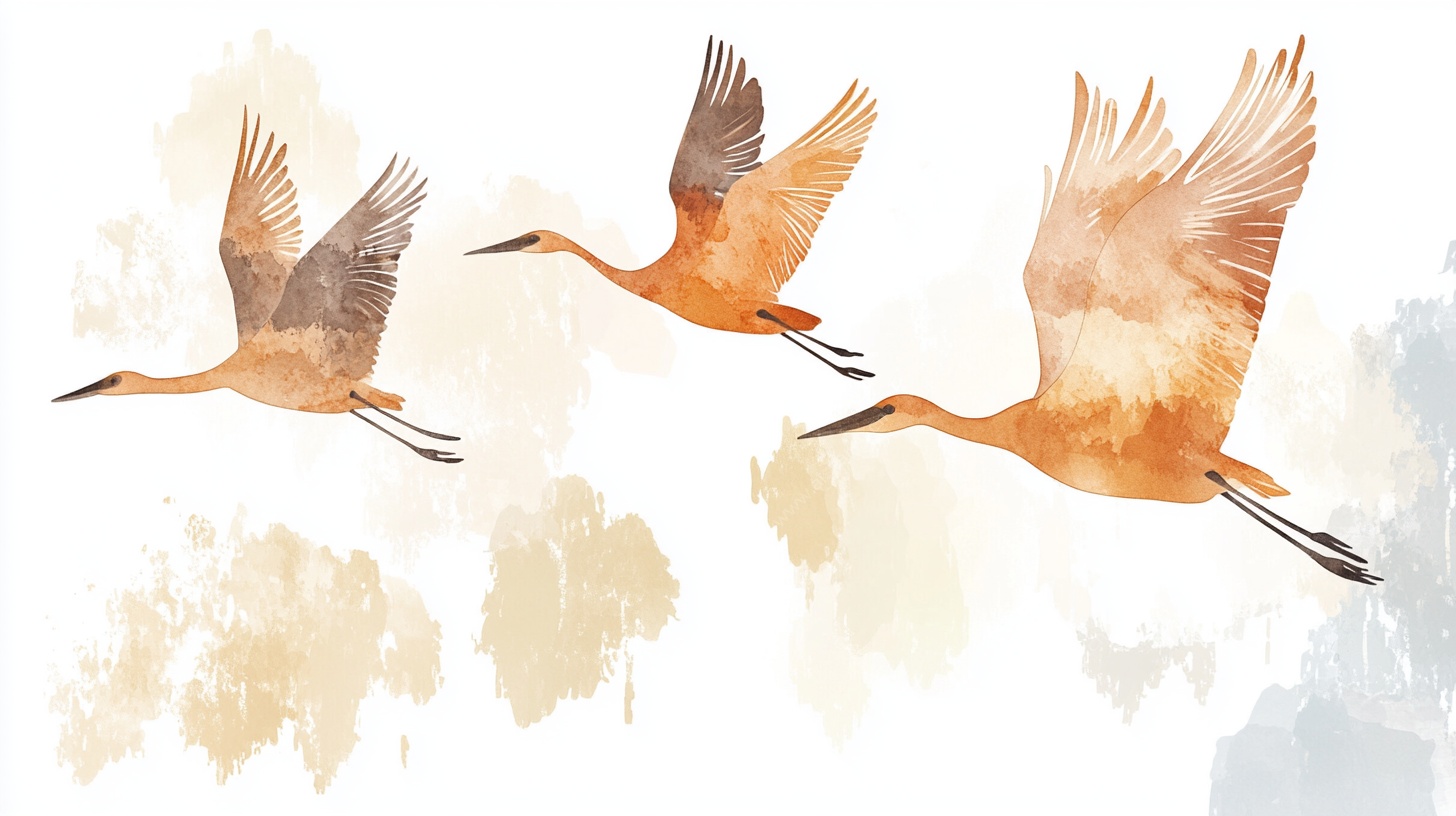 水彩飞鸟图